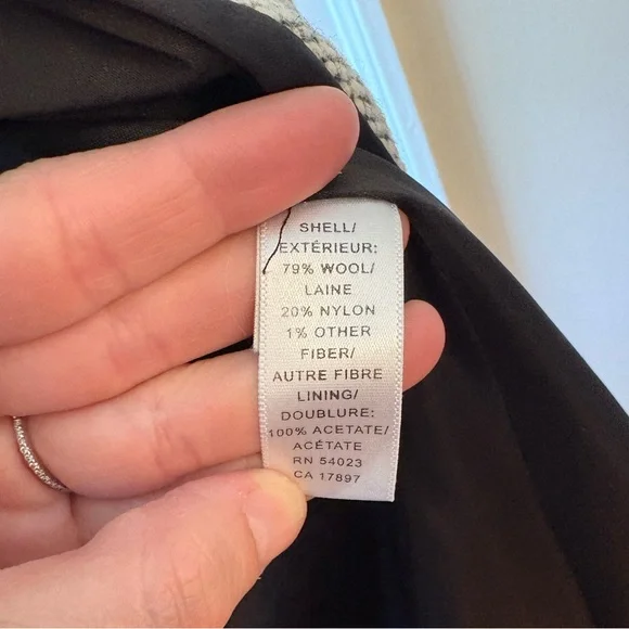 Banana Republic | Classic Black and White Tweed Midi Coat | Small - Picture 10 of 12